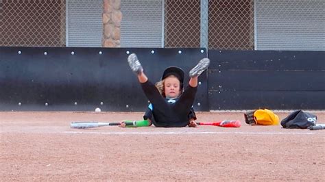 Girl Swings Baseball Bat Falls On Her Butt Youtube