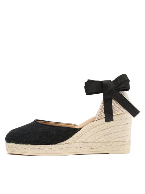 Espadrilles Manebi Organic Hemp Low Wedge Espadrilles O Wl Schwarz