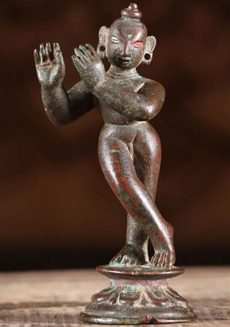 Th Century Bronze Antique Krishna Sculpture Mf Lotus Sculpture