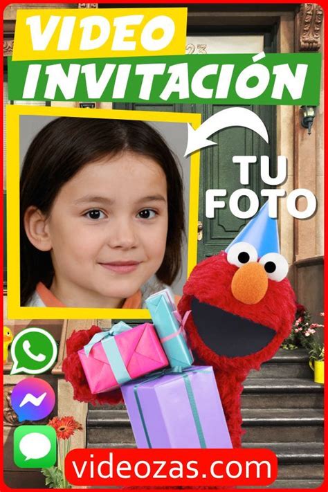 Invitación Animada de Cumpleaños ELMO PLAZA SÉSAMO Fiesta iMESSAGE