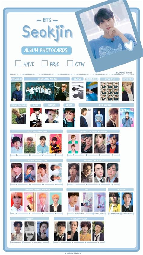 Bts Seokjin Album Photocard Template Baby Blue