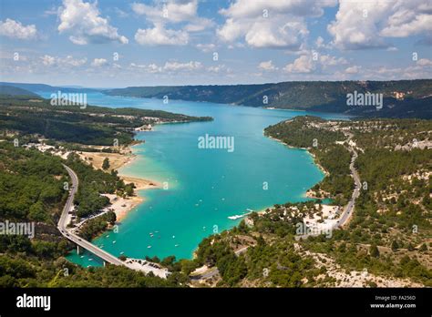 St Croix Lake Les Gorges Du Verdon Provence France Top View Stock