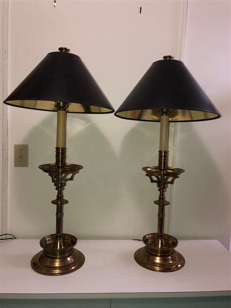 Pair Of Chapman Table Lamps 35 Brass Candlestick Hollywood Etsy