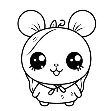 Cute Mouse Drawing Coloring Page Outline Sketch Vector, Mouse Drawing, Wing Drawing, Ring ...