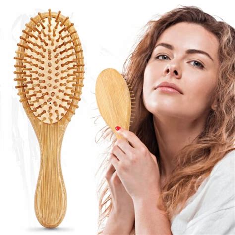 2 Bamboo Bristle Hair Brushes Natural Wooden Paddle Brush Oval Spa Scalp Massage 1 Kroger