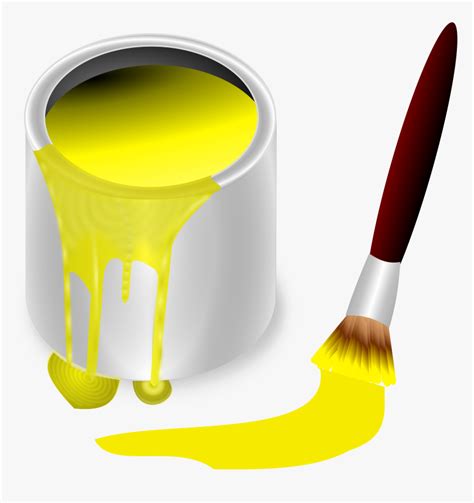 Yellow Paint With Paint Brush Clip Art At Clker - Yellow Paint Clipart, HD Png Download - kindpng