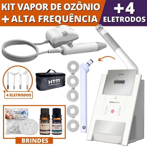 Kit Htm Beauty Steam Vapor Beauty Face Alta Frequência 4 Eletrodos