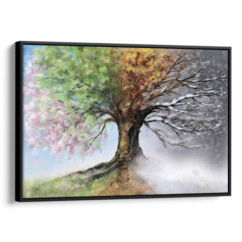 Four Seasons Tree Wall Art Abstract Colorful Tree Painting Etsy