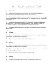 FINA 2 Ch 19 Notes Derivative Securities Docx FINA 2 I Chapter