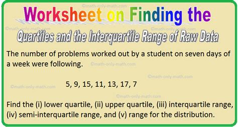 Worksheet On Finding Quartiles Interquartile Range