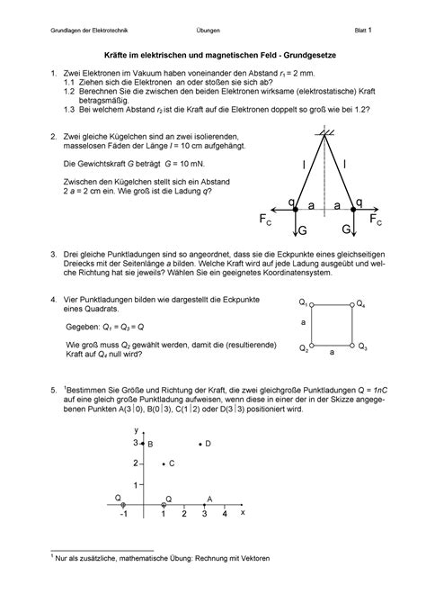 Übungen WS0809 Ü1 Zusammenfassung Elektrotechnik Kräfte im