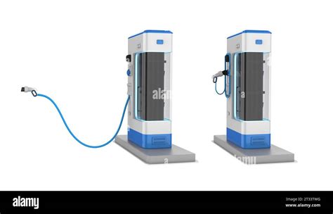 D Rendering Group Of Ev Charging Stations Or Electric Vehicle