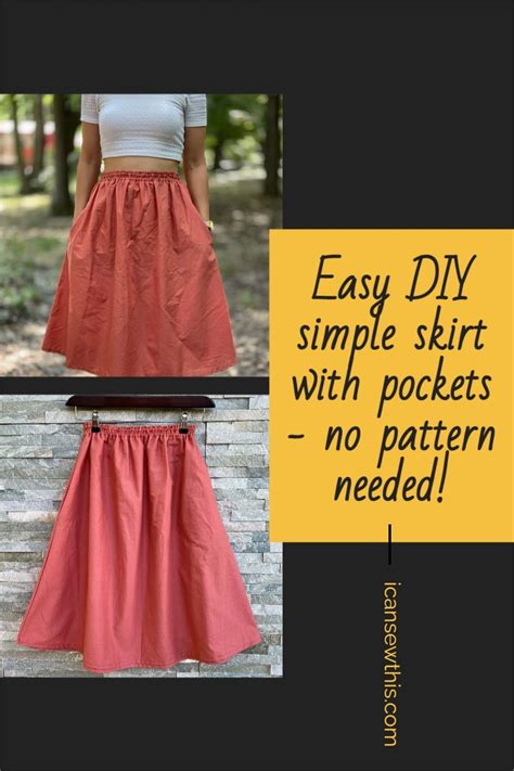 Easy Diy Simple Skirt With Pockets No Pattern Needed In 2024 Skirt