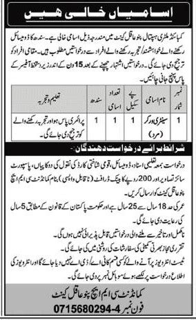 Combined Military Hospital CMH Pano Aqil Job 2024 2024 Job