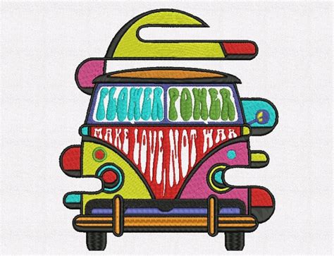 Hippiebus Volkswagen Machine Embroidery Designs 2 Size Etsy