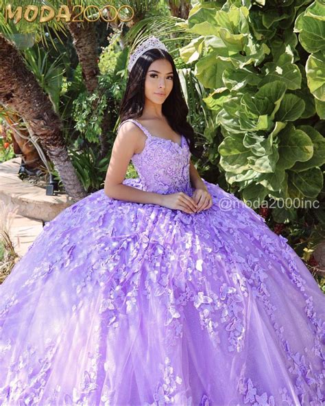 Lilac quinceañera dress with 3D butterflys Quince dresses