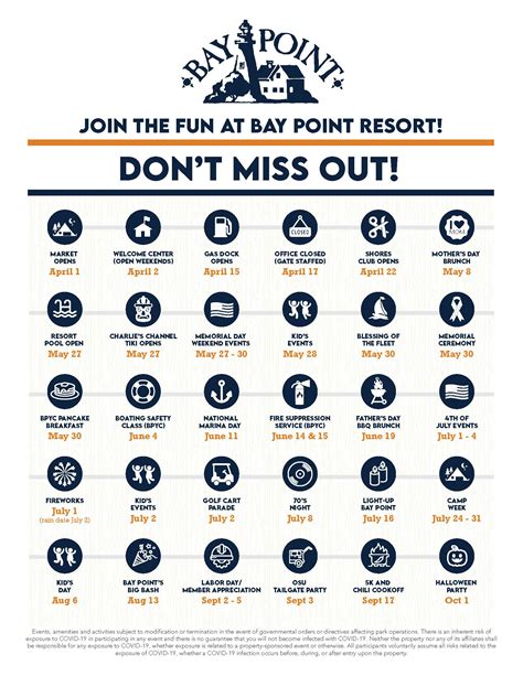 Events Calendar | Bay Point Resort and Marina