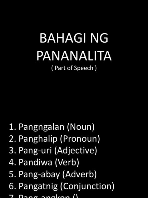 Bahagi Ng Pananalita Worksheet