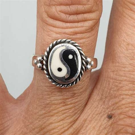 925 Sterling Zilveren Ring Met Yin Yang Ring Maat Ring Maat 15 7 Mm