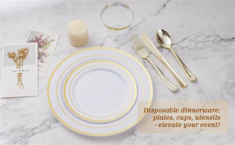 Amazon BESTVIP 150PCS Plastic Dinnerware Set 25 Guests Gold