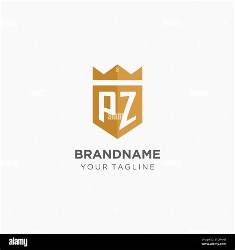 Monogram Pz Logo With Geometric Shield And Crown Luxury Elegant