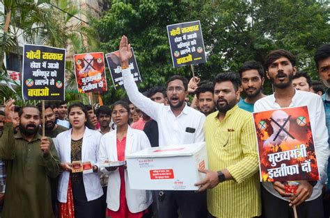 Bhopal Members Of Nsui Stage A Protest Against Central Government