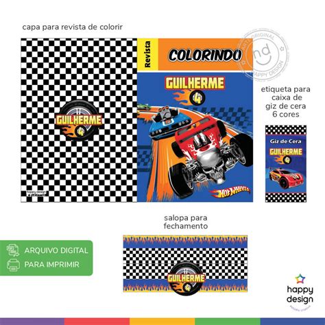 Kit De Colorir Hot Wheels Arte Digital Elo