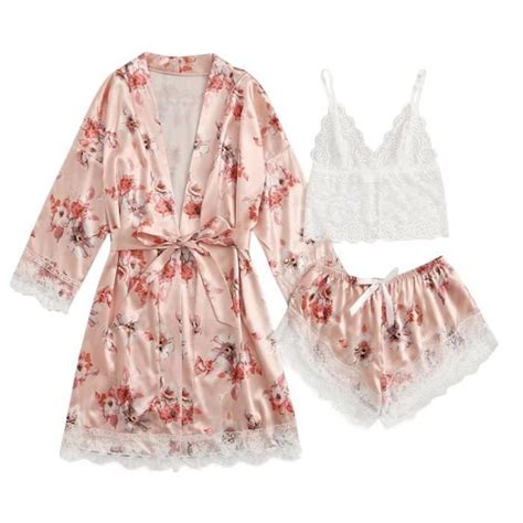 Pyjamas en satin de soie femmes chemise de nuit lingerie robes sous vêtements vêtements de nuit