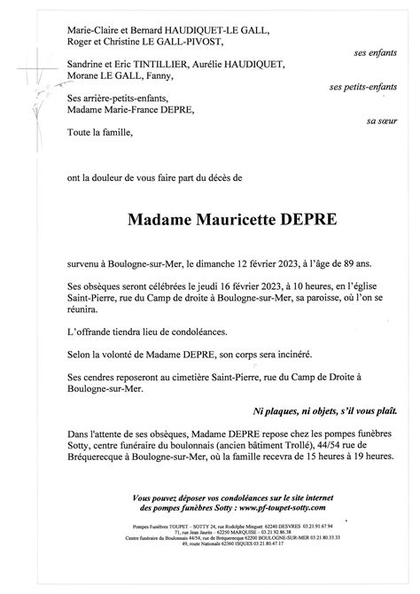 Madame Mauricette Depre Pompes Fun Bres Toupet Sotty