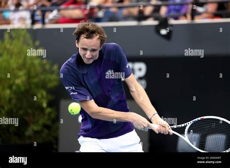 Adelaide 3 January 2023 Daniil Medvedev Hits A Backhand During The