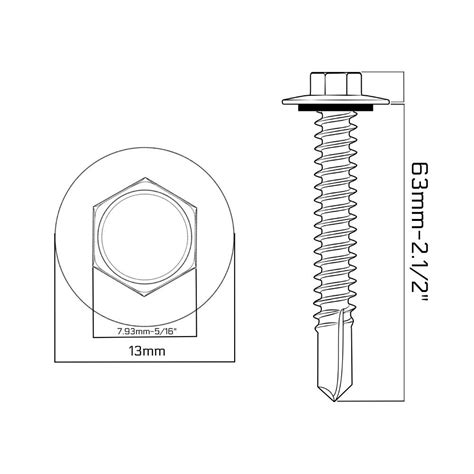 Parafuso Telha Metal Cabo Flangeada Perfurante Arruela Fixa Stein 12x2