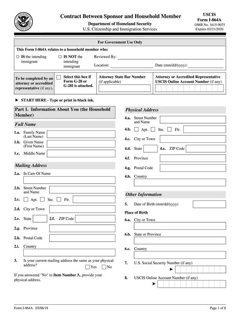 2018 2020 Form USCIS I 864A Fill Online Printable Fillable Blank