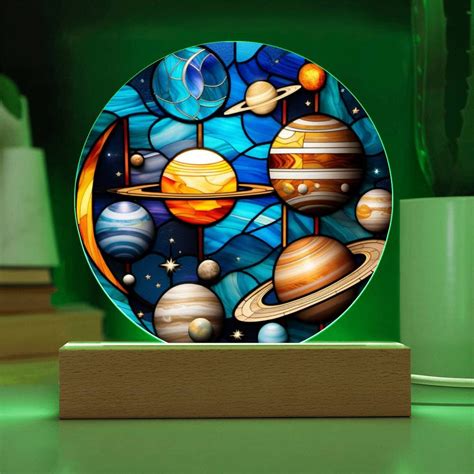 Planets Stained Glass Effect Acrylic Plaque, Galaxy LED Decor, Cosmic ...