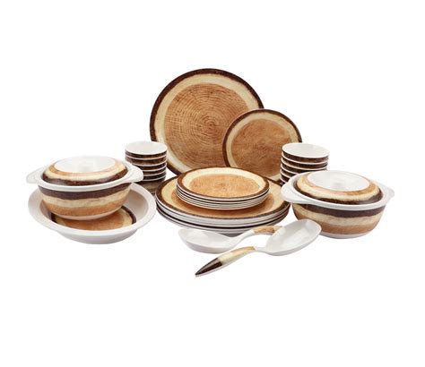 Buy Wood Bark Servewell Round 31 Piece Melamine Dinner Set At 20 OFF