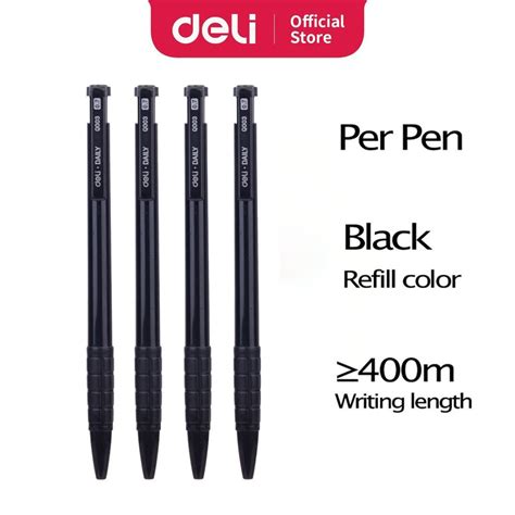 Deli Pen Eq Retractable Ballpoint Pen Dry Fast Black Ball Point