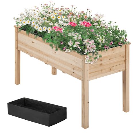 Yaheetech Elevated Wooden Outdoor Flower Box Ground Rectangle Fir Wood