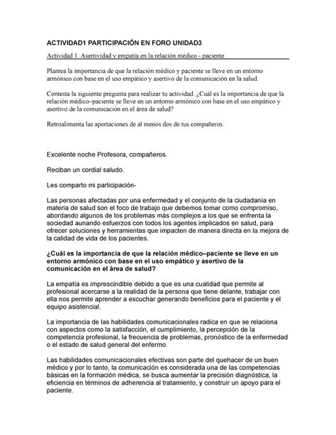 Actividad 1 Participación EN FORO Unidad 3 ACTIVIDAD1 PARTICIPACIÓN