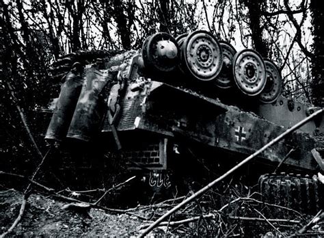 Destroyed Tiger in Normandy, flipped over by the sheer force of a ...