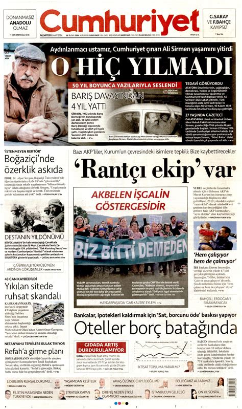 Cumhuriyet Gazetesi Cumhuriyet Man Et Oku Haberler Mart