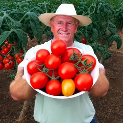 Proud Farmer Holding The World S Largest Tomato Stable Diffusion