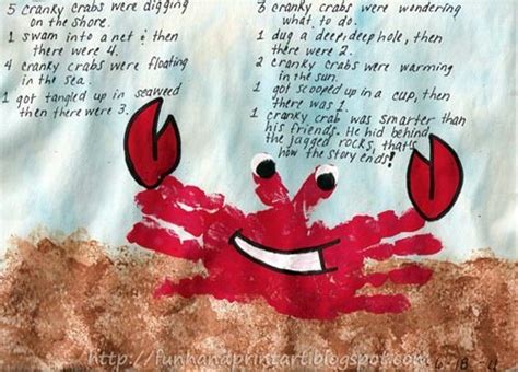 Handprint Crab With A Cute Crabby Song Fun Handprint Art