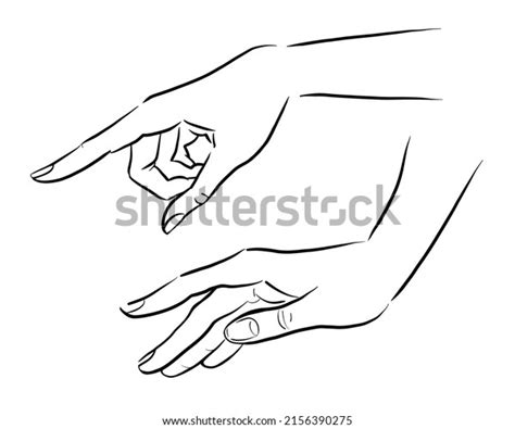 Set Linear Vector Woman Hands Isolated Stock Vector Royalty Free