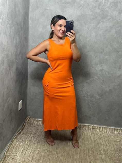 VESTIDO MIDI C BOLSOS EM LINHO LANÇAMENTOS Marikitta Roupas