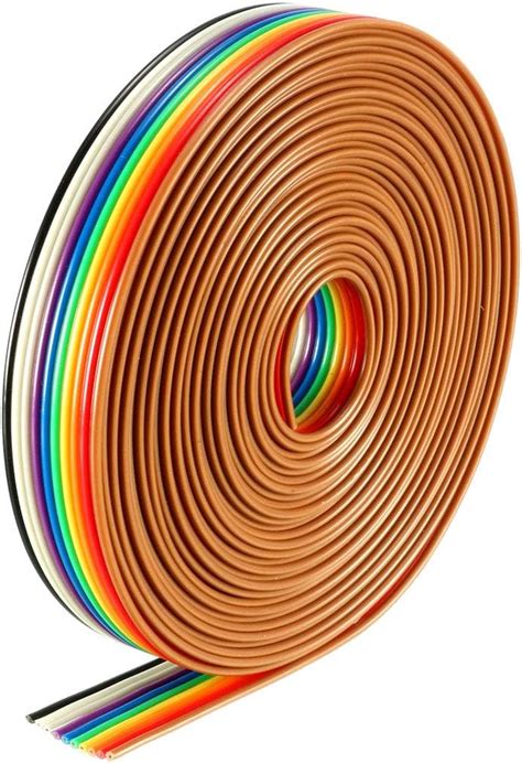 Uxcell Flat Ribbon Cable 10p Rainbow Idc Wire 127mm Pitch