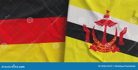 Vlaggen Van Duitsland En Brunei Linenvlag Sluiting Vlag Van Canvas