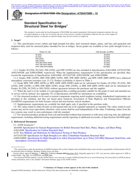 Astm A709a709m 10 Standard Specification For Structural Steel For