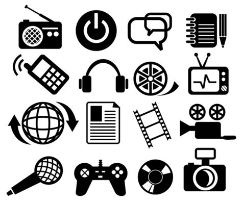 Multimedia Icon Set Stock Vector Bioraven