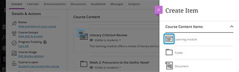 Blackboard Ultra Adding A Course Link To The Course Content Teaching