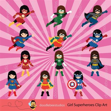 Girl Superhero Clipart Girl Superheroes Clip Art Superheroes Etsy