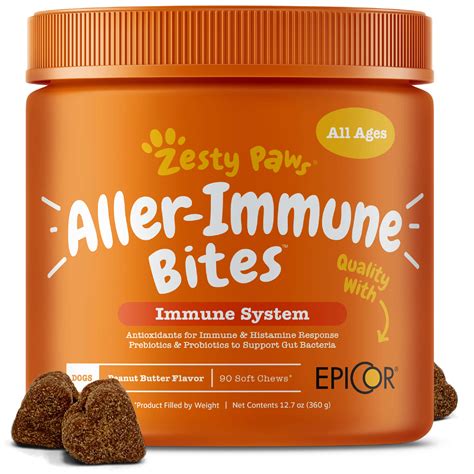 Zesty Paws Allergy And Immune Chews For Dogs Peanut Butter Flavor 90